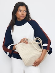 Mint Velvet Cream Colour Block Wide Sleeve Knit Top - Image 3 of 7