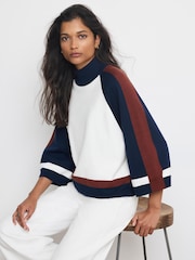 Mint Velvet Cream Colour Block Wide Sleeve Knit Top - Image 5 of 7