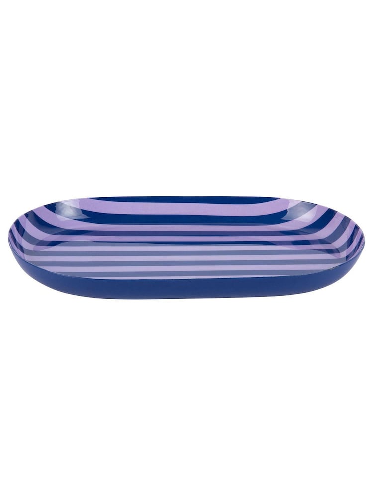 Present Time Cobalt Blue W. Soft Purple Tray Animado Oval Small Plate - Image 1 of 4 Present Time Cobalt Blue W. Soft Purple Tray Animado Oval Small Plate - Image 1 of 4