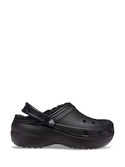 Crocs Black Classic Fluffy Lined Platform Clogs - Image 1 of 4