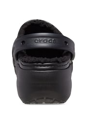 Crocs Black Classic Fluffy Lined Platform Clogs - Image 3 of 4
