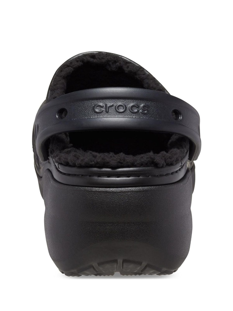 Crocs Black Classic Fluffy Lined Platform Clogs - Image 3 of 4