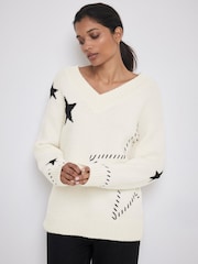 Mint Velvet Cream Star Knit Jumper - Image 2 of 7