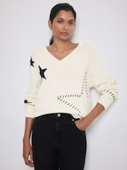Mint Velvet Cream Star Knit Jumper - Image 5 of 7