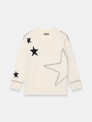 Mint Velvet Cream Star Knit Jumper - Image 6 of 7