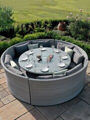 Maze Ascot Grey Garden Round Garden Sofa Dining Set with Rising Table - Image 2 of 6