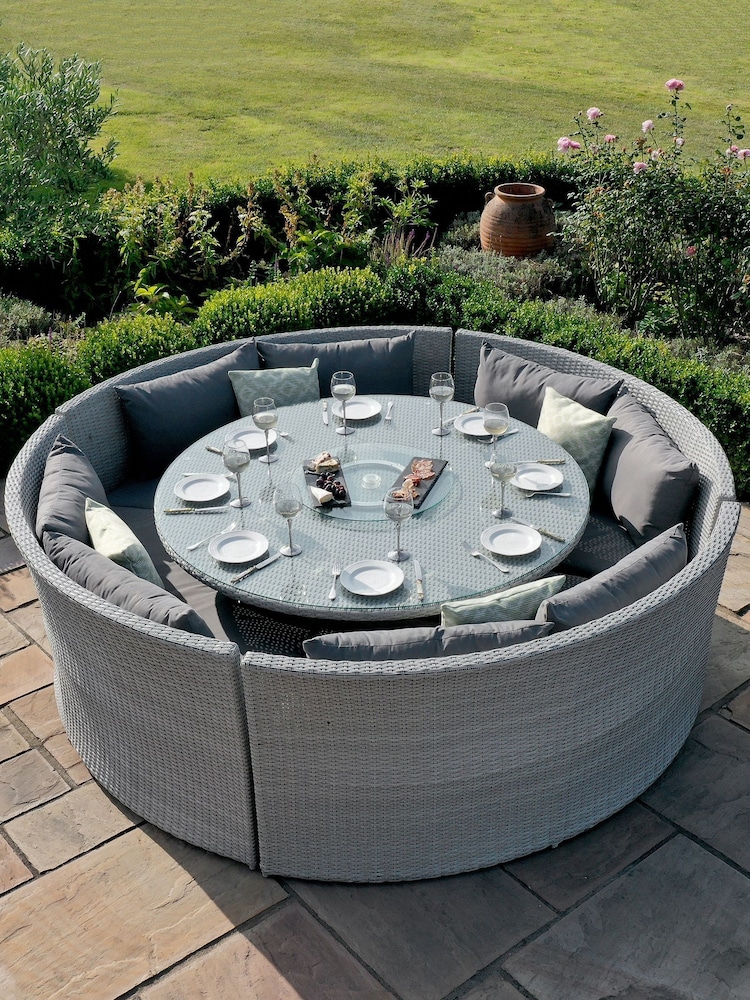 Maze Ascot Grey Garden Round Garden Sofa Dining Set with Rising Table - Image 2 of 6
