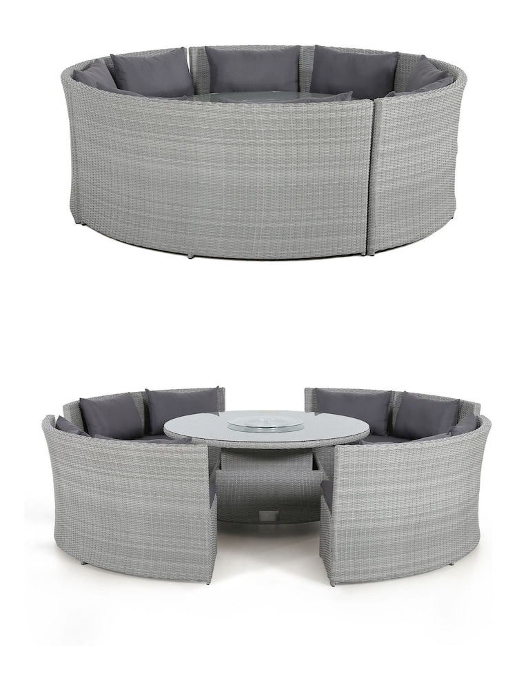 Maze Ascot Grey Garden Round Garden Sofa Dining Set with Rising Table - Image 6 of 6