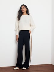Mint Velvet Blue Side Stripe Wide Leg Trousers - Image 1 of 7