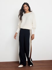 Mint Velvet Blue Side Stripe Wide Leg Trousers - Image 3 of 7