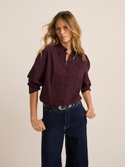 Mint Velvet Red Cotton Blend Knot Button Shirt - Image 2 of 7