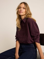 Mint Velvet Red Cotton Blend Knot Button Shirt - Image 5 of 7