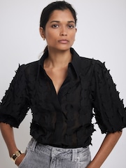 Mint Velvet Black Butterfly Applique Shirt - Image 1 of 7
