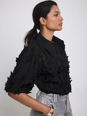 Mint Velvet Black Butterfly Applique Shirt - Image 2 of 7