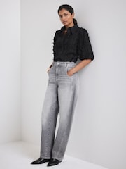 Mint Velvet Black Butterfly Applique Shirt - Image 3 of 7