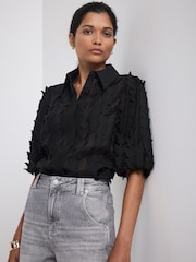 Mint Velvet Black Butterfly Applique Shirt - Image 5 of 7