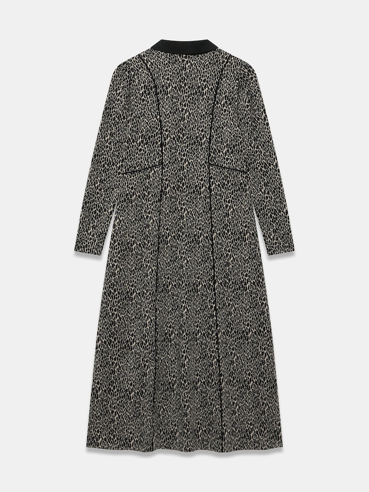 Mint Velvet Animal Print Jacquard Midi Dress - Obraz 7 z 7