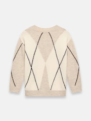 Mint Velvet Natural Argyle V-Neck Jumper - Image 7 of 7