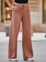Sosandar Natural Pleated Wide Leg Ponte Trousers - Image 1 of 5