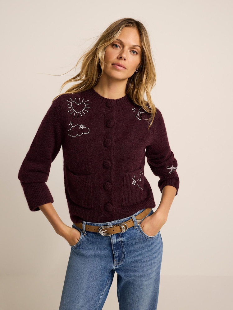 Mint Velvet Embroidered Motif Knit Cardigan - Obrázek 2 z 7
