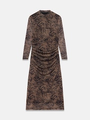 Mint Velvet Brown Mesh Midi Dress - Image 7 of 8