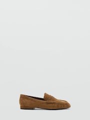 Mango Brown Suede Ruched Loafers - Image 2 of 3
