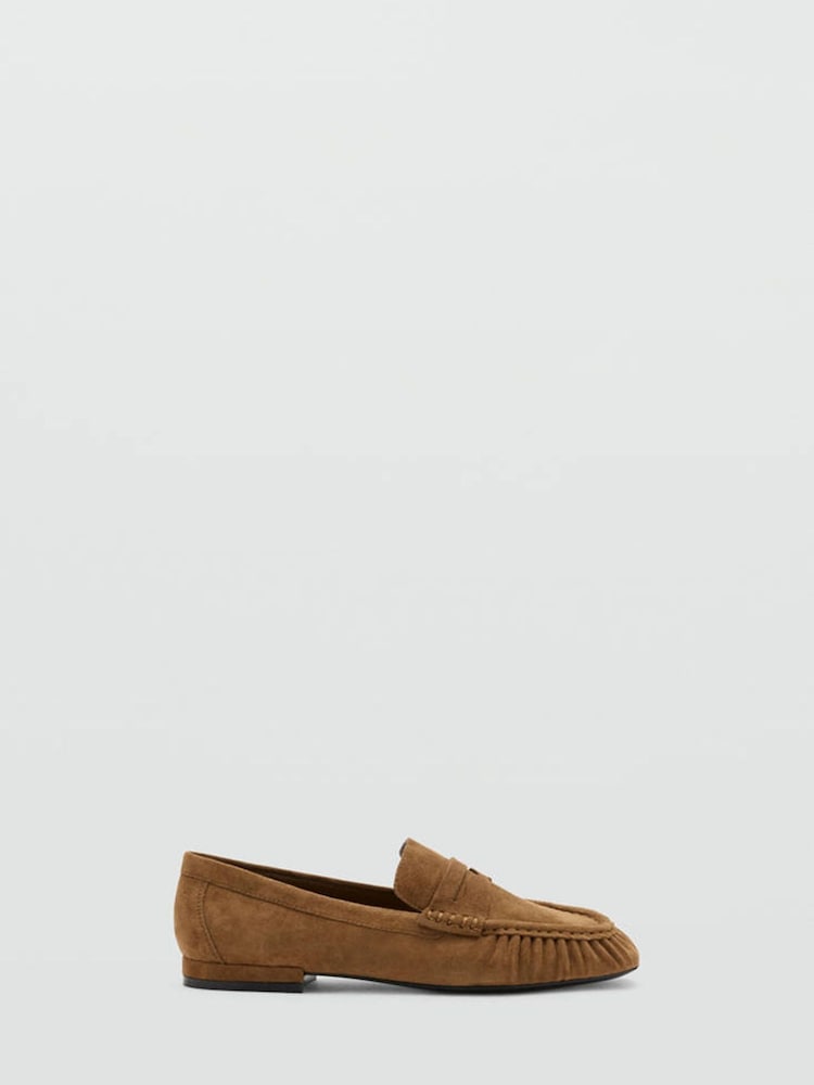 Mango Brown Suede Ruched Loafers - Image 2 of 3