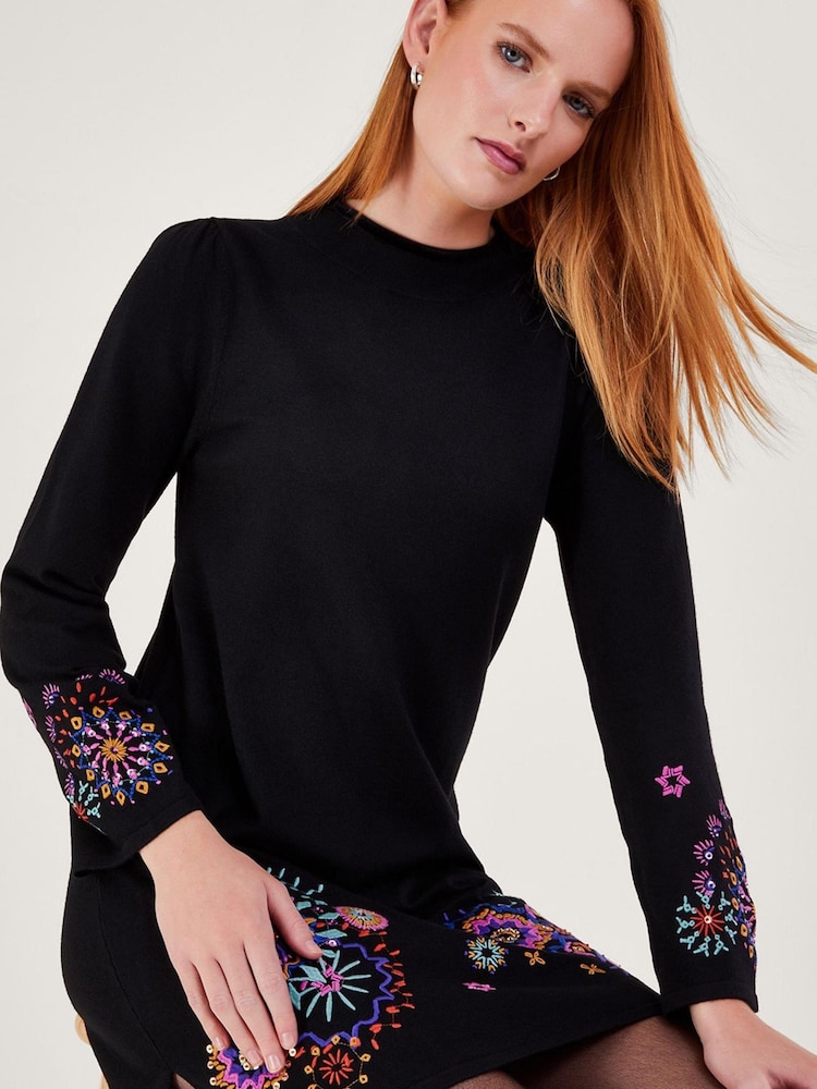 Monsoon Black Embroidered Tunic Dress - Image 2 of 4