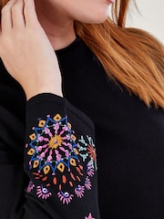 Monsoon Black Embroidered Tunic Dress - Image 3 of 4