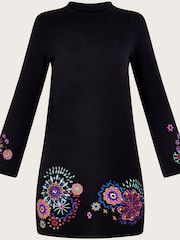 Monsoon Black Embroidered Tunic Dress - Image 4 of 4
