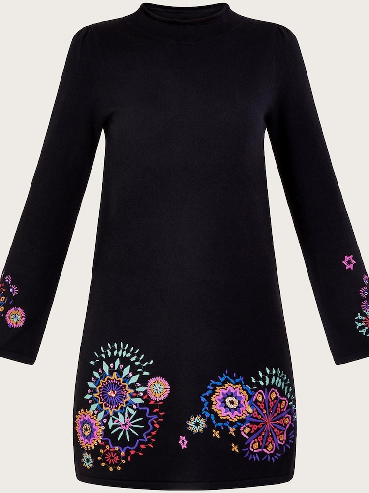 Monsoon Black Embroidered Tunic Dress - Image 4 of 4