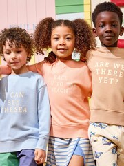 Joules Kids' Sundaze Orange Crew Neck Slogan Sweatshirt - Image 3 of 8
