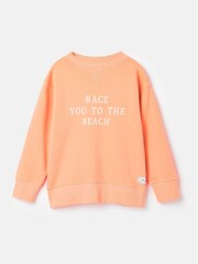 Joules Kids' Sundaze Orange Crew Neck Slogan Sweatshirt - Image 4 of 8