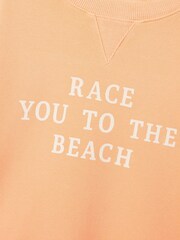 Joules Kids' Sundaze Orange Crew Neck Slogan Sweatshirt - Image 7 of 8