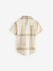 Ecru Cream 100% Cotton Short Sleeve Textured Check Shirt (3-16yrs) - Image 2 of 3