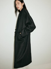 Mango Black Wool Blend Dropped Shoulder Coat - Image 2 of 4