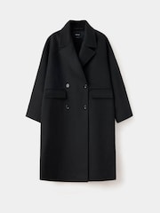 Mango Black Wool Blend Dropped Shoulder Coat - Image 3 of 4