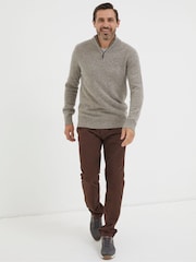 FatFace Grey Lambswool Half Neck Jumper - Image 1 of 6