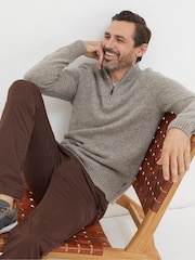 FatFace Grey Lambswool Half Neck Jumper - Image 3 of 6
