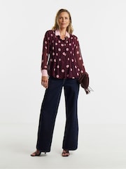 JD Williams Red Spot Contrast Collar Georgette Pintuck Shirt - Image 2 of 4
