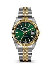 Rotary Silver Green Dial Two Tone Stainless Steel Bracelet Watch - Image 1 of 6