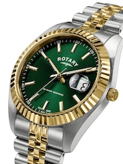 Rotary Silver Green Dial Two Tone Stainless Steel Bracelet Watch - Image 2 of 6