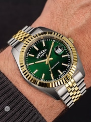 Rotary Silver Green Dial Two Tone Stainless Steel Bracelet Watch - Image 3 of 6