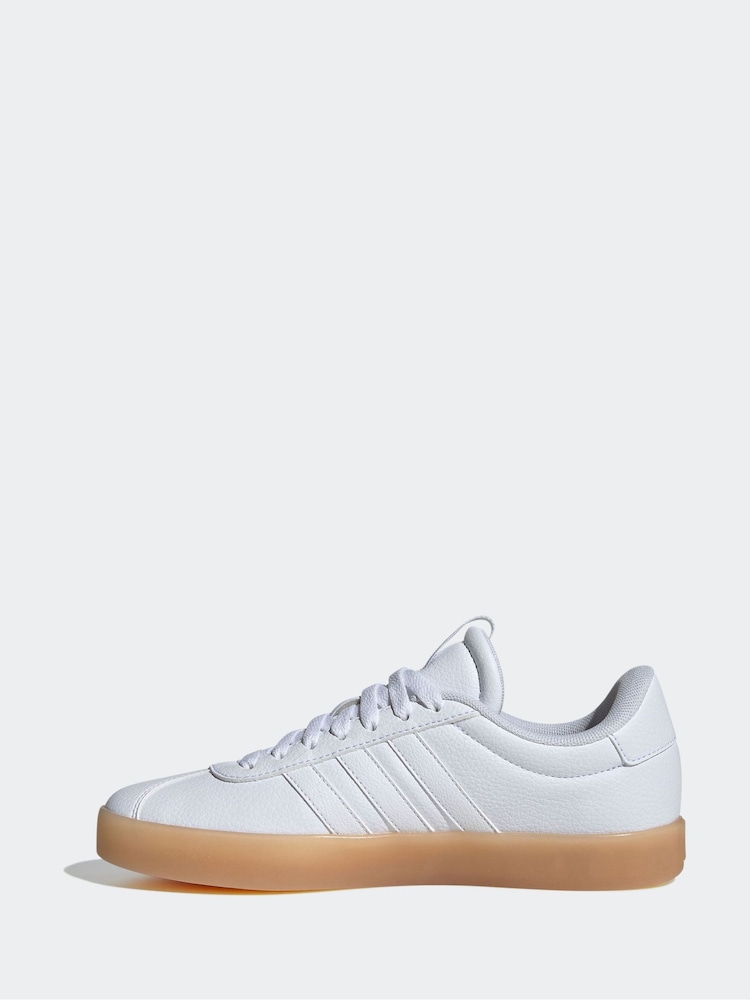 adidas White Brown adidas VL Court 3.0 Trainers - Image 2 of 9