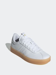 adidas White Brown adidas VL Court 3.0 Trainers - Image 3 of 9