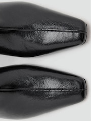 Mango Black Square Toe Kitten Heel Ankle Boots - Image 4 of 4