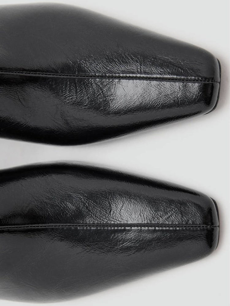 Mango Black Square Toe Kitten Heel Ankle Boots - Image 4 of 4 Mango Black Square Toe Kitten Heel Ankle Boots - Image 4 of 4