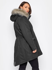 Yours Curve Black Maternity Faux Fur Trim Parka Coat - Image 2 of 5