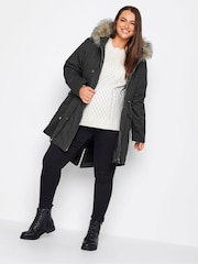 Yours Curve Black Maternity Faux Fur Trim Parka Coat - Image 3 of 5