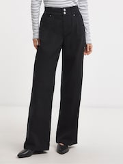 JD Williams Black Elasticated Waist Wide Leg Jeans - Image 1 of 4